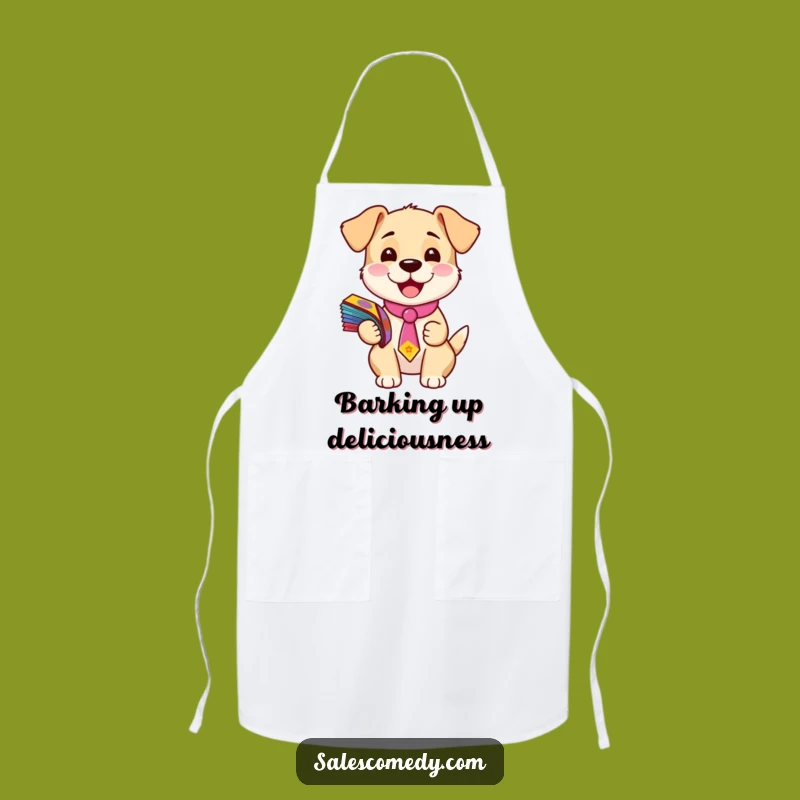 Funny Puppy Flyer Guy Apron: Chef Pup in Tie, Hilarious Kitchen Gift for Foodies