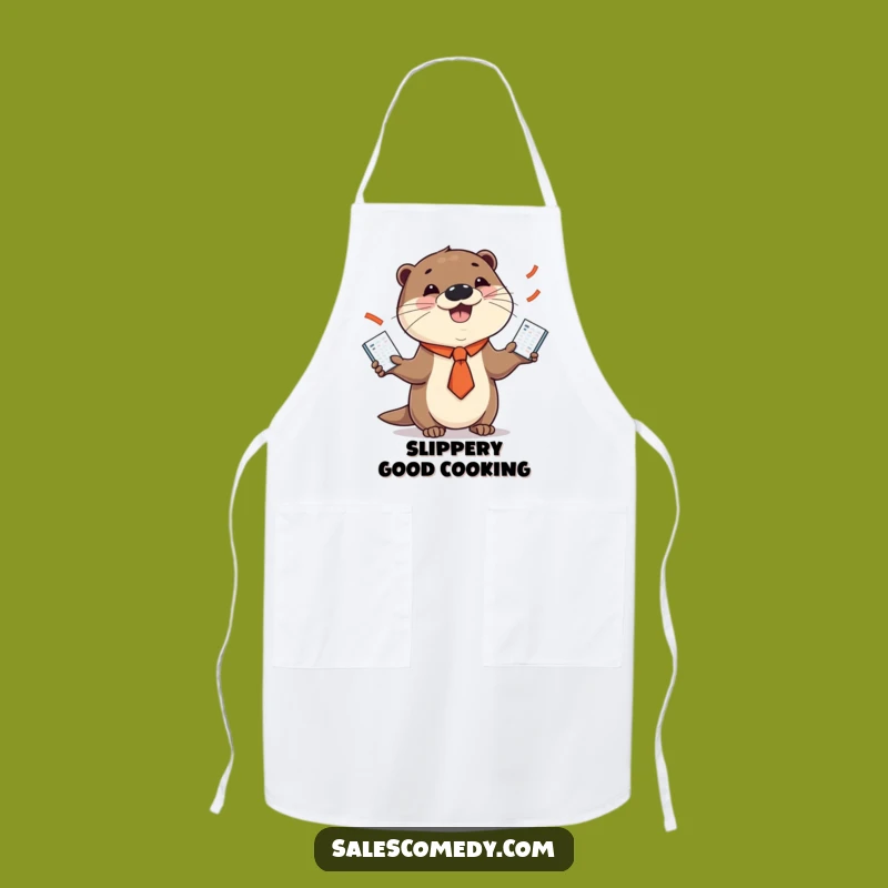 Funny Otter Sales Juggler Apron: Chef Otter in Tie, Hilarious Kitchen Gift