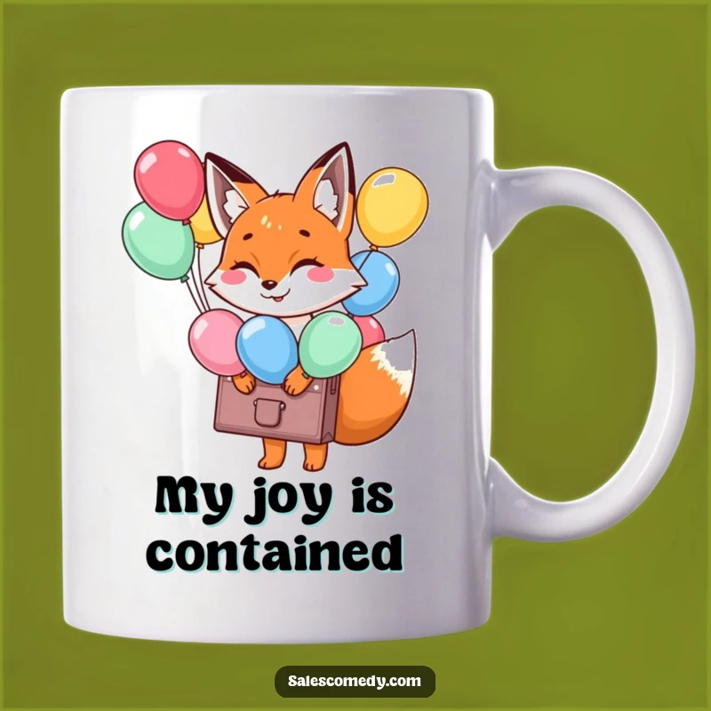 Funny Fox Balloon Briefcase Mug: Joyful Messenger, Perfect Funny Gift for Optimists