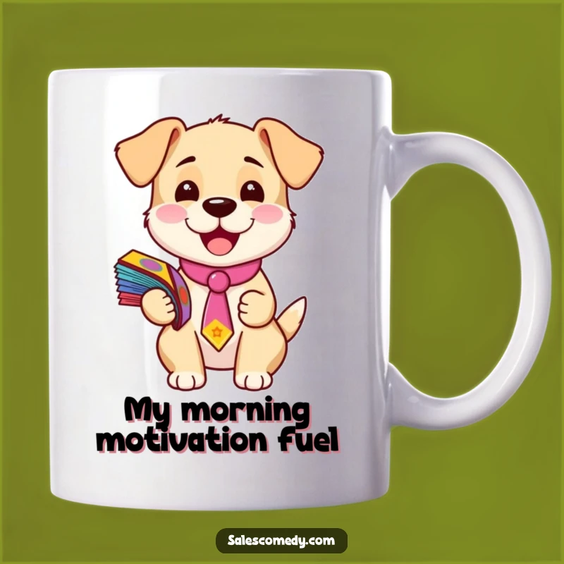 Funny Puppy Flyer Guy Mug: Adorable Dog in Tie, Perfect Humorous Office Gift Idea