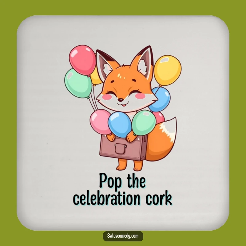 Funny Fox Balloon Briefcase Coaster: Protect Surfaces with Joy, Unique Funny Gift