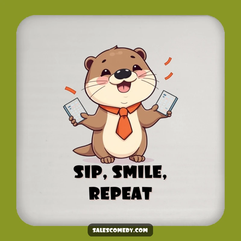 Funny Otter Sales Juggler Coaster: Protect Surfaces, Hilarious Business Gift