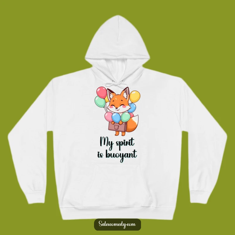 Funny Fox Balloon Briefcase Hoodie: Cozy Joyful Fox, The Ultimate Funny Gift for Cheerleaders