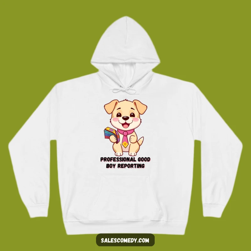Funny Puppy Flyer Guy Hoodie: Cozy Dog in Tie, Warm and Humorous Winter Gift