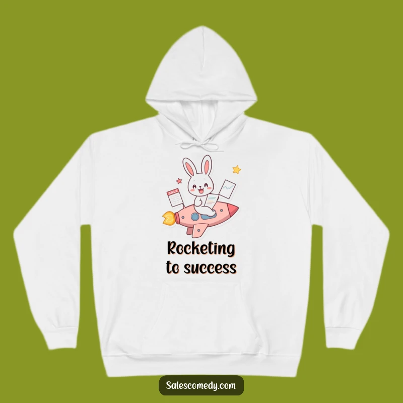 Funny Rabbit Rocket Sales Hoodie: Cozy Business Bunny, Ultimate Funny Gift for Leaders