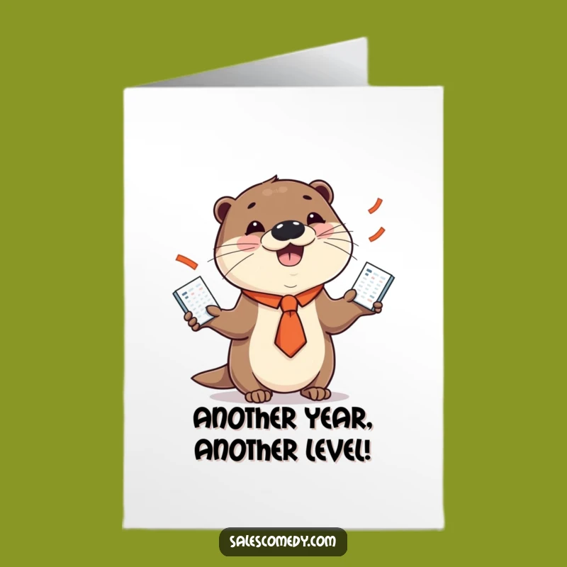 Free Printable Birthday Card: Juggling Otter & Charts for a Hilarious Celebration!
