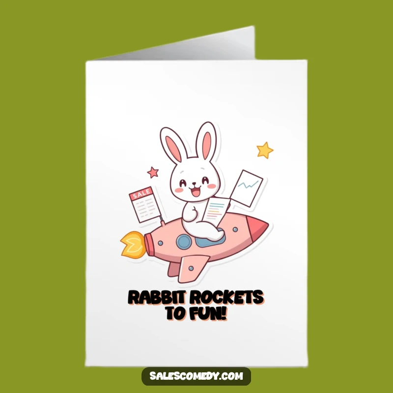 Free Printable Rabbit Rocket Birthday Card: Blast Off Success Downloadable Gift