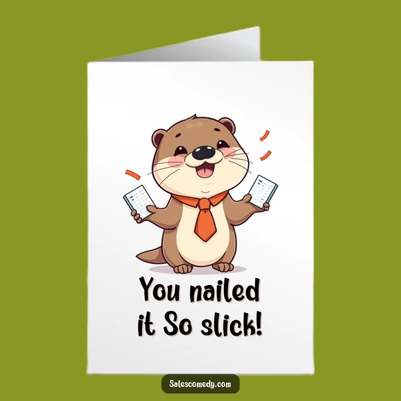 Free Printable Congrats Card: Juggling Otter Celebrates Your Success!