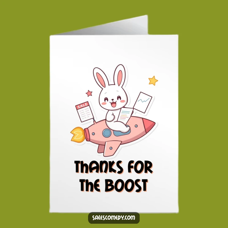 Free Printable Rabbit Rocket Thank You Card: Grateful for Your Boost Downloadable