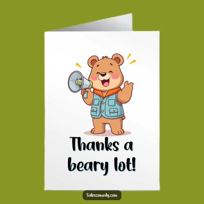 Free Printable Bear 'Thanks' Card: Humorous Sales Cheer Downloadable Gift
