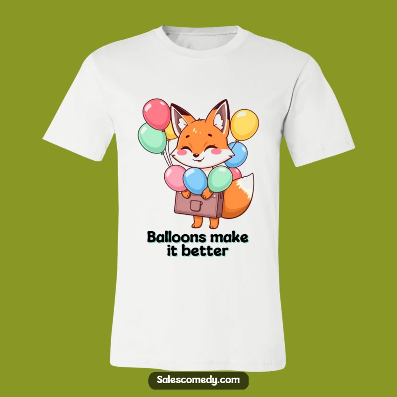 Funny Fox Balloon Briefcase T-Shirt: Happy Messenger, Great Funny Gift for Party Lovers